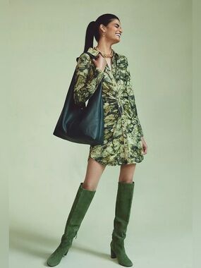 Pilcro Ruched Corduroy Shirt Dress